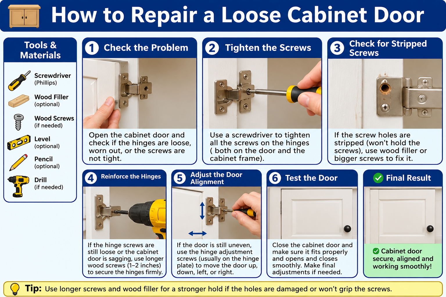 How to Repair a Loose Cabinet Door (DIY Fix)