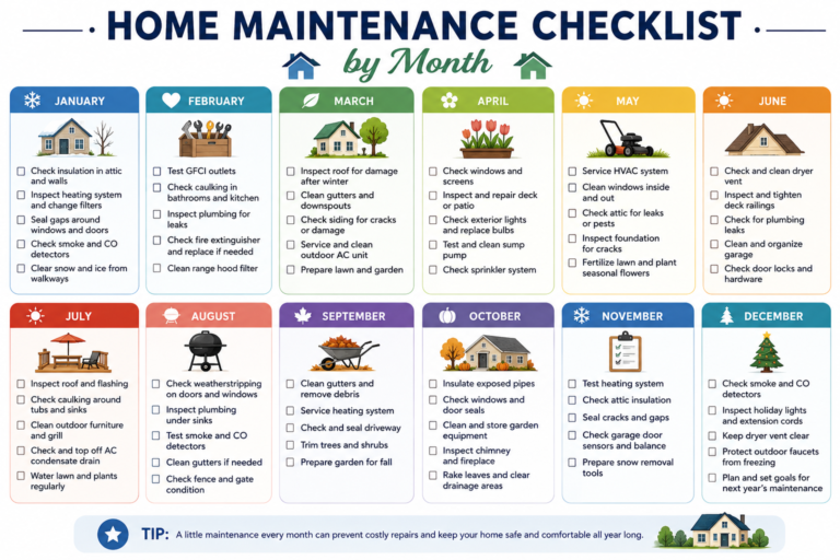 Home Maintenance Checklist by Month